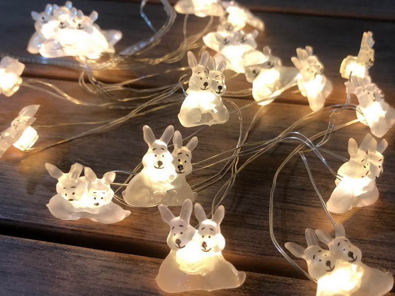 Easter string lights with double bunny