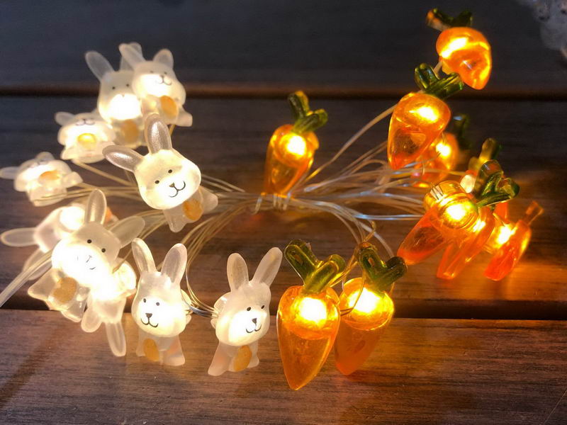 Easter string lights with bunny & carrot