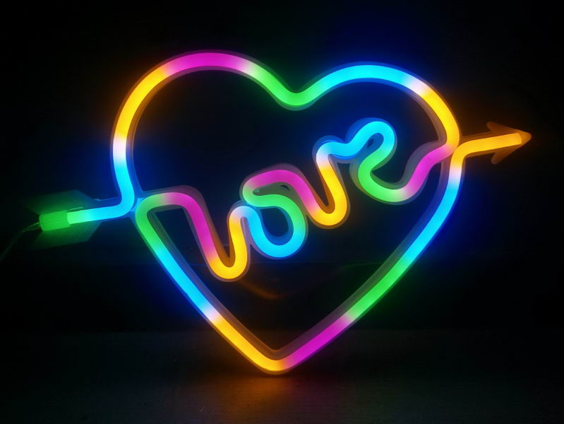 Decorative Heart, neon rope (multi-color)