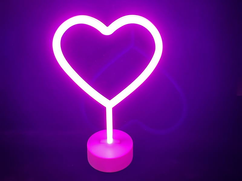 Decorative Heart, neon rope, with base