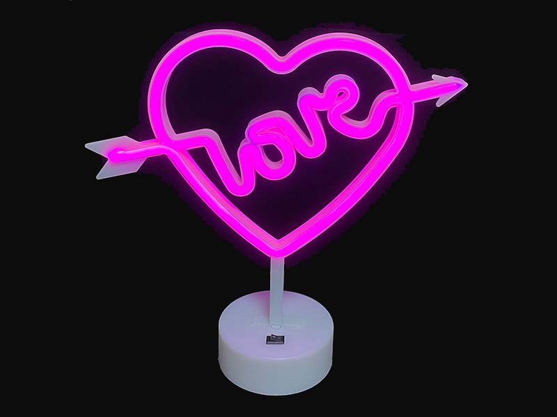 Decorative Heart & love, neon rope, with base